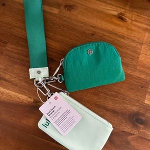 Lululemon Dual Pouch Wristlet, emerald ice/mint moment-brand new with tags